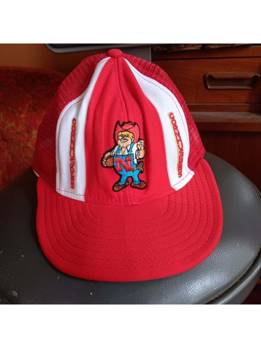 Vtg Nebraska Cornhuskers Trucker Hat Herbie Husker 1980's Big Red Lucky Stripes